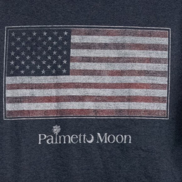 Palmetto Moon Navy Blue T-Shirt With American Flag Graphic Short Sleeve Crew Nec - Picture 7 of 8